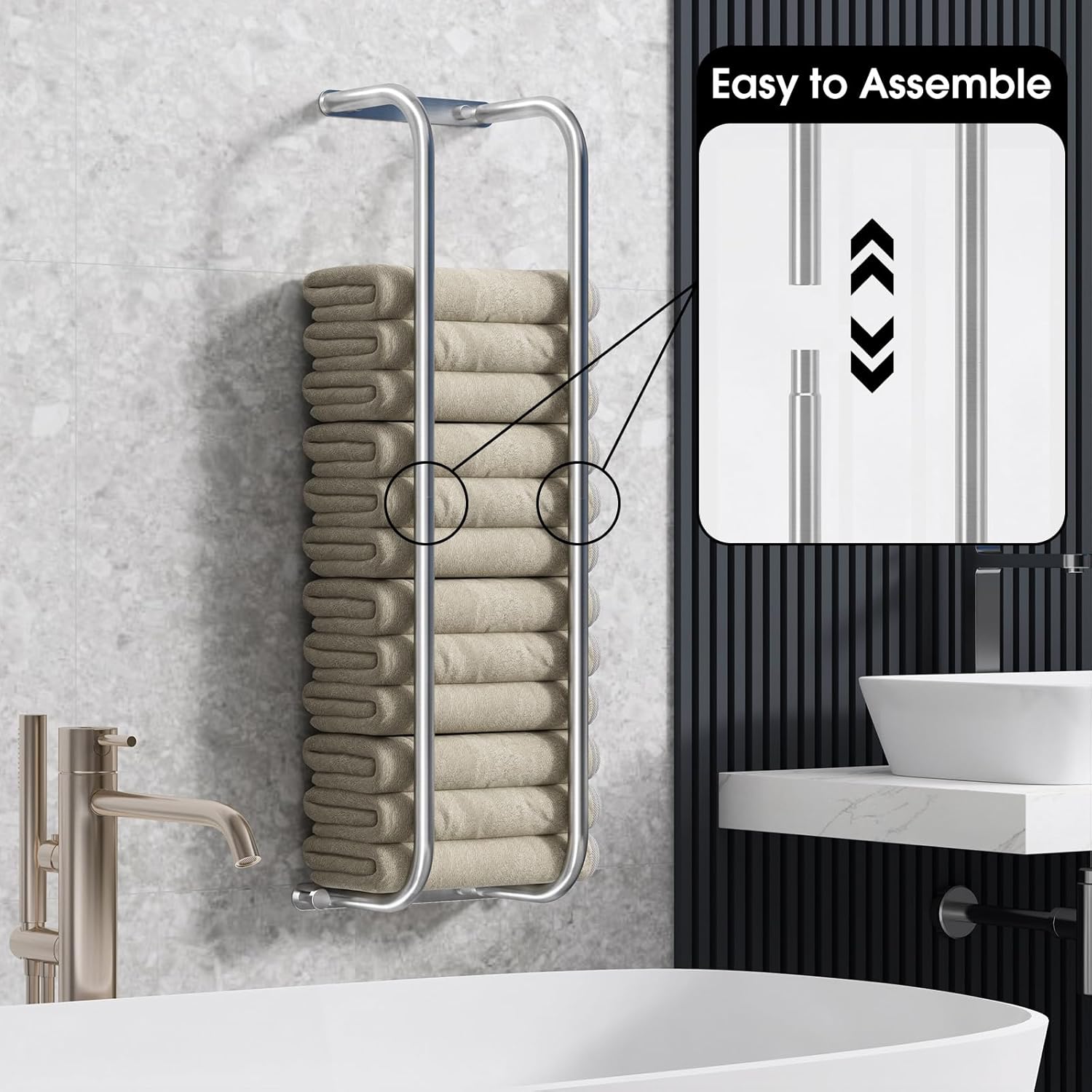 Stainless Steel Towel Rack Wall-Mounted Durable