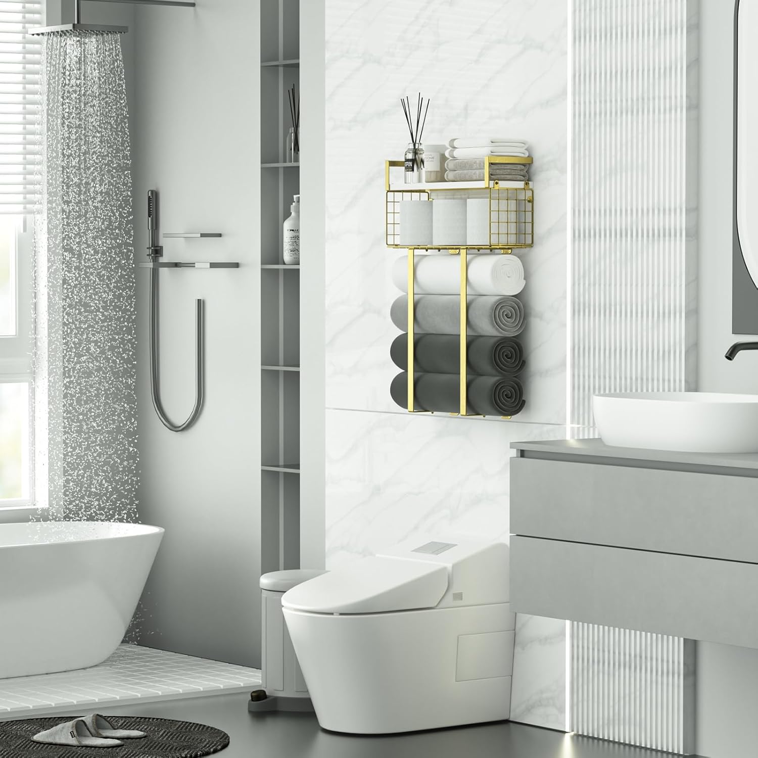 Stylish Floating Towel Rack with Decorative Design