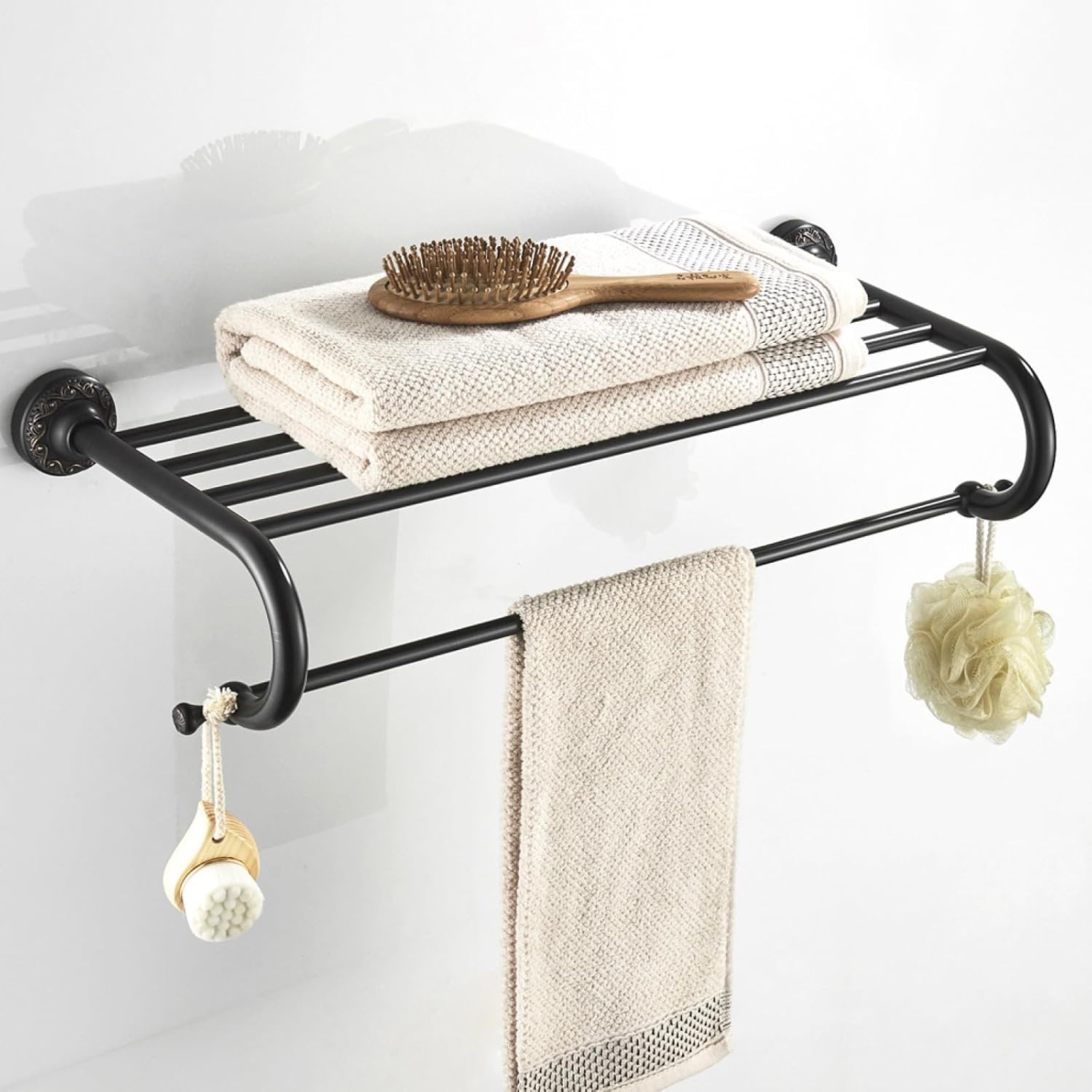 Stylish Black Danube Copper Towel Rack Space-Saving Bathroom hardware