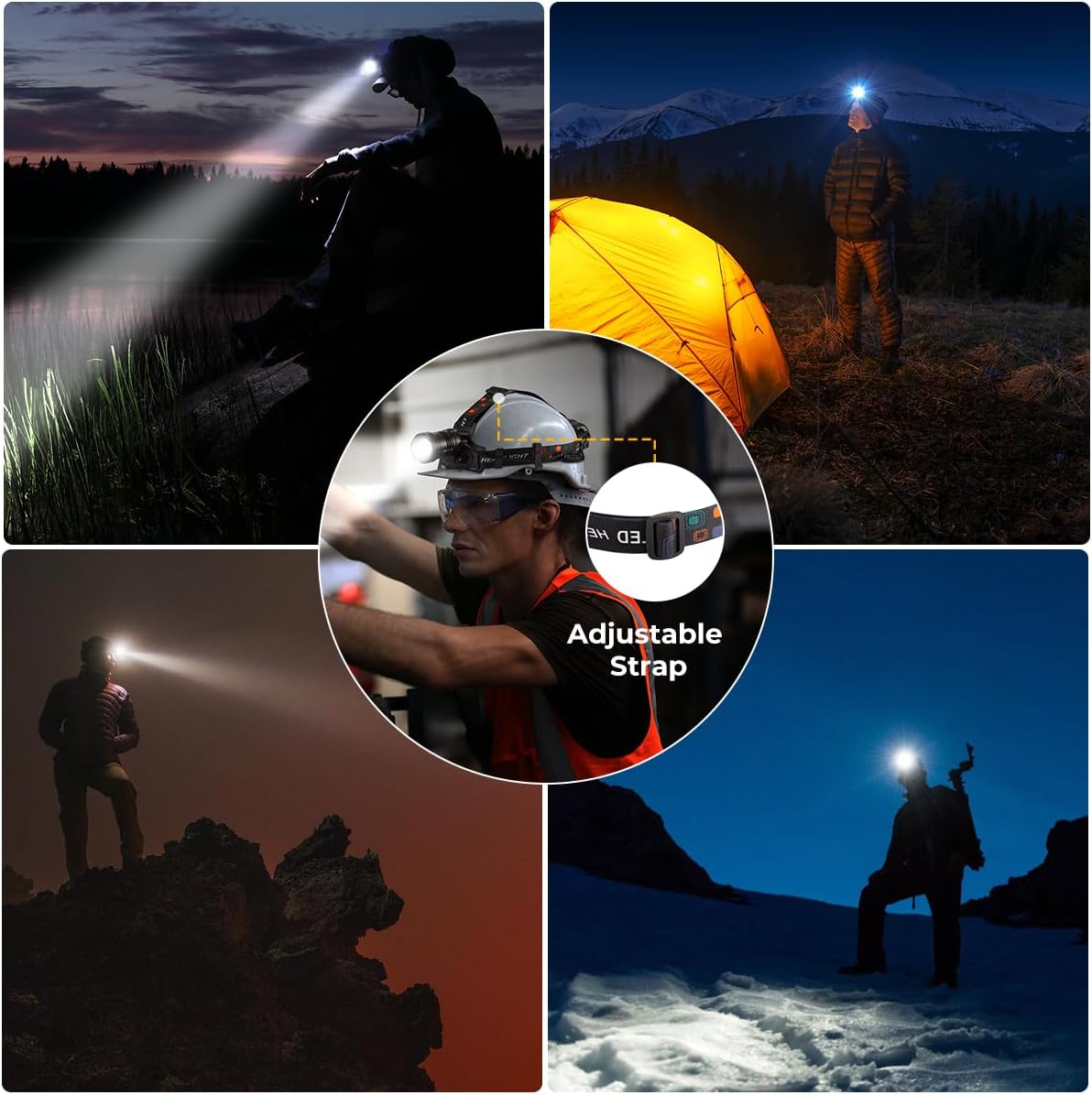 UUYEE 2-Piece Headlamp Adjustable Bright Rechargeable Camping Essentials