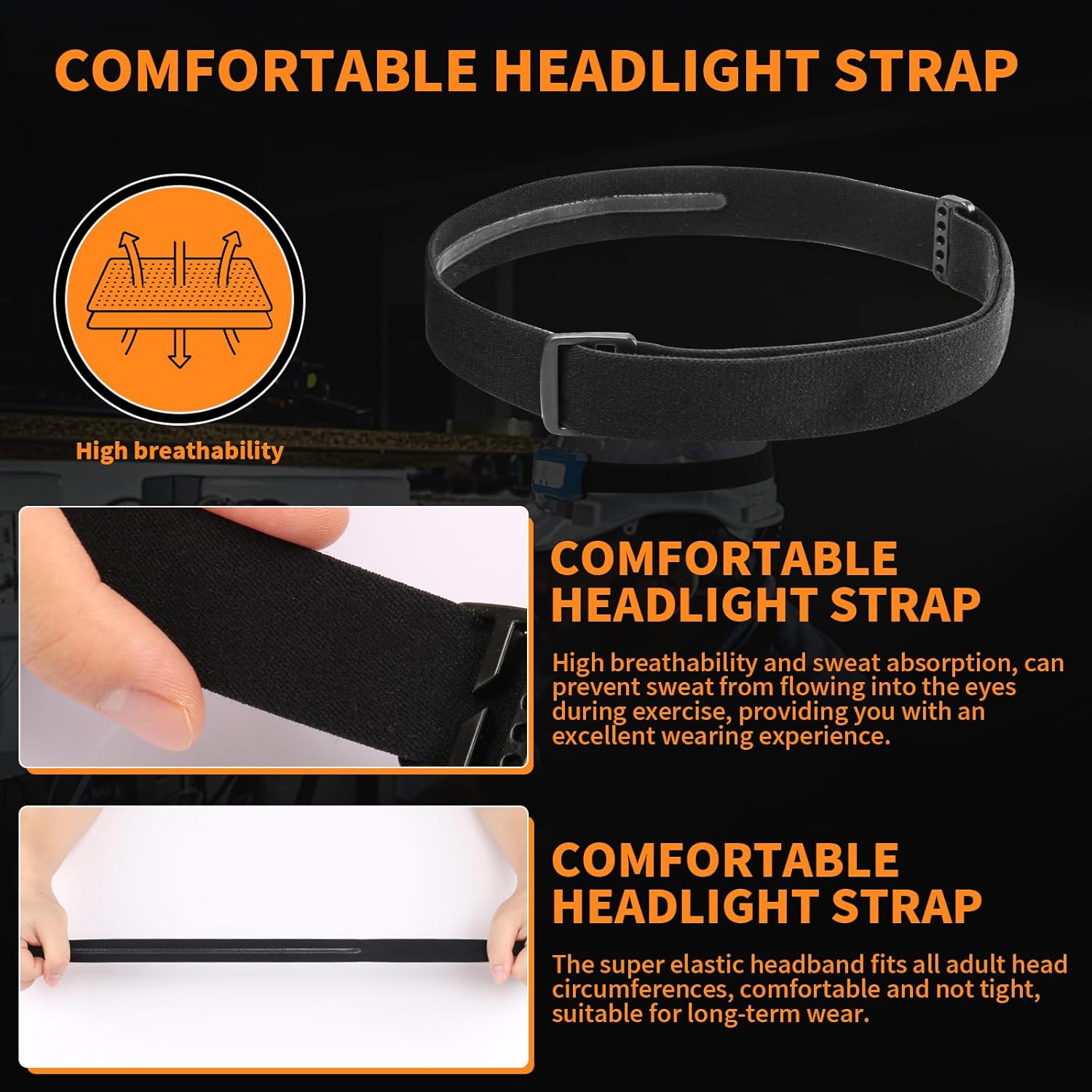 AHULIAO Elastic Headlamp Strap 1 - 2 Pack