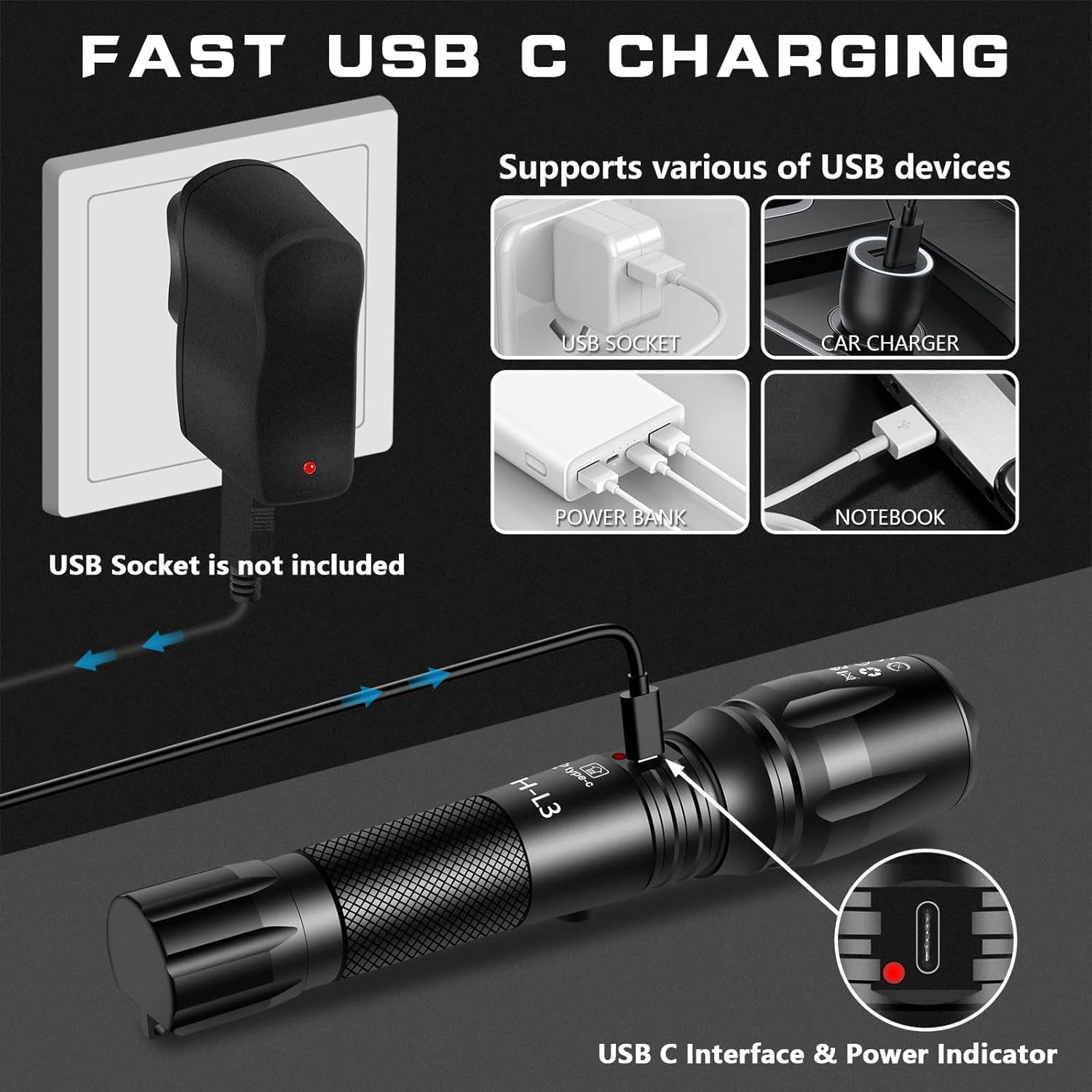 Bright Rechargeable Waterproof Emergency Flashlight