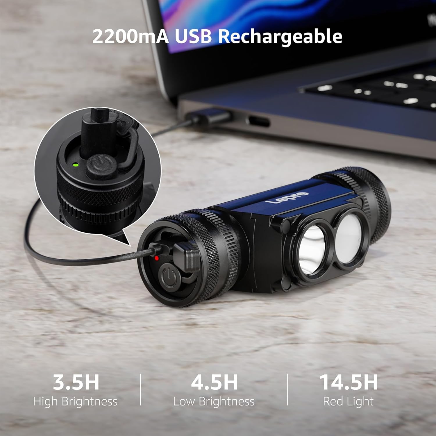 Lepro 1000 Lumen Headlamp - 500FT Flashlight for Camping Hiking