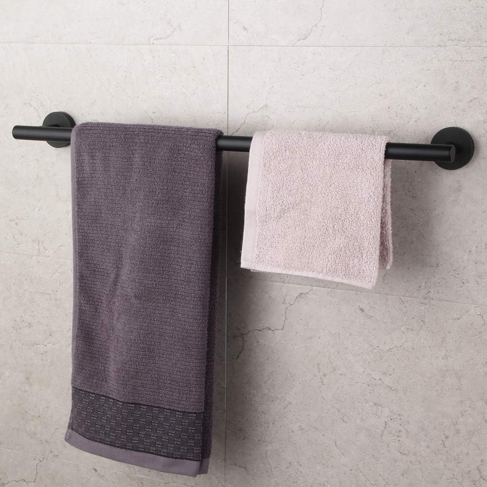 Sturdy Stainless Steel Bathroom Towel Bar Modern Black Design for Home Use