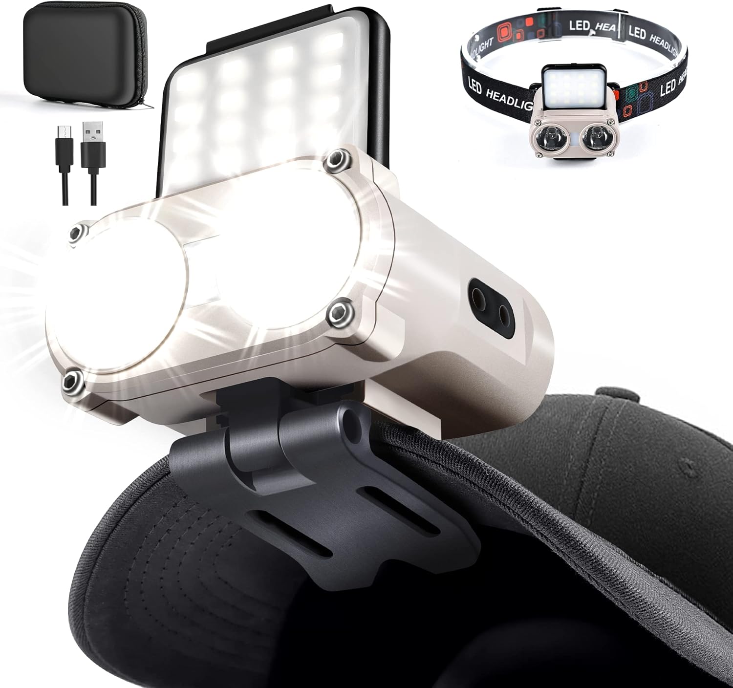 800 Lumens Rechargeable LED Hat Light 180 Adjustable