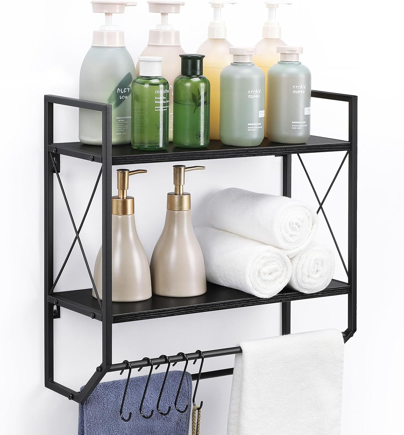 Bath Towel Shelf Dual Storage Solution