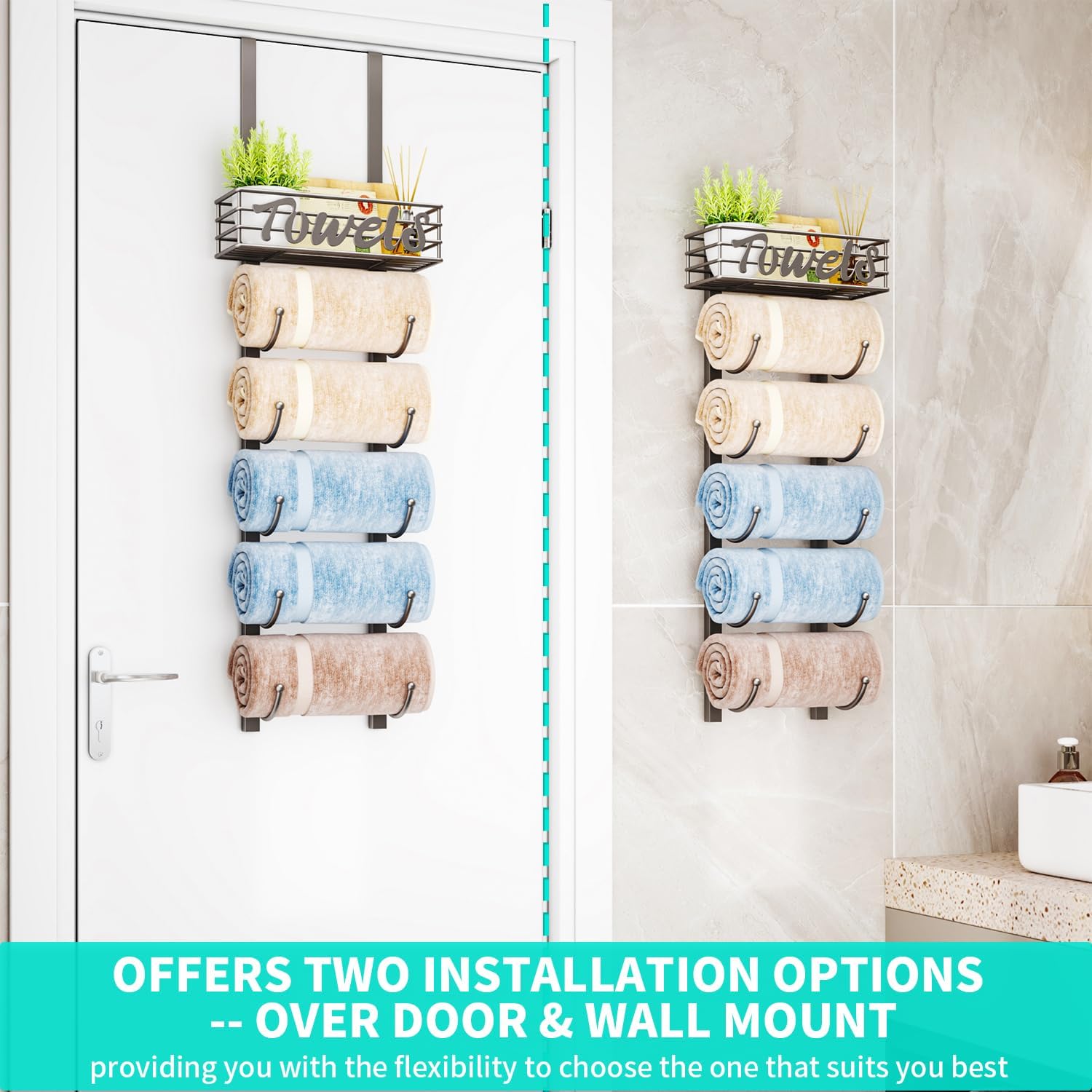 6-Tier Silver Over-the-Door Towel Organiser