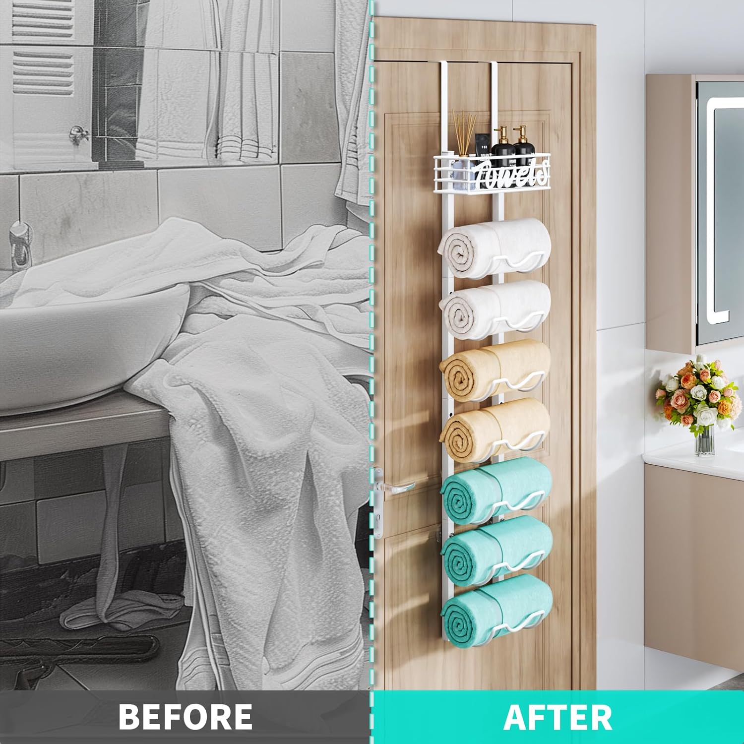 HapiRm Over Door Towel Rack - 8 Tier