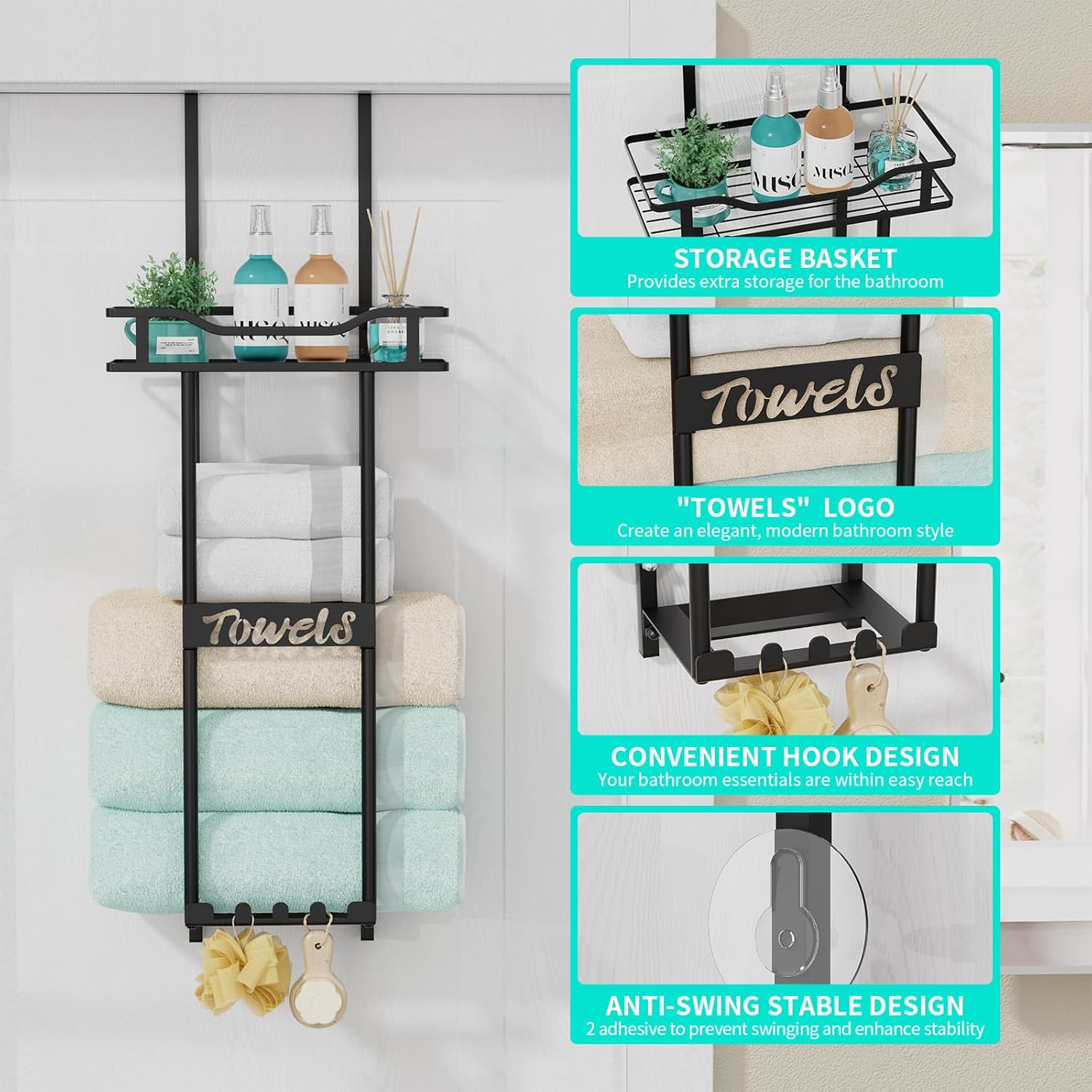 HapiRm Over the Door Towel Rack