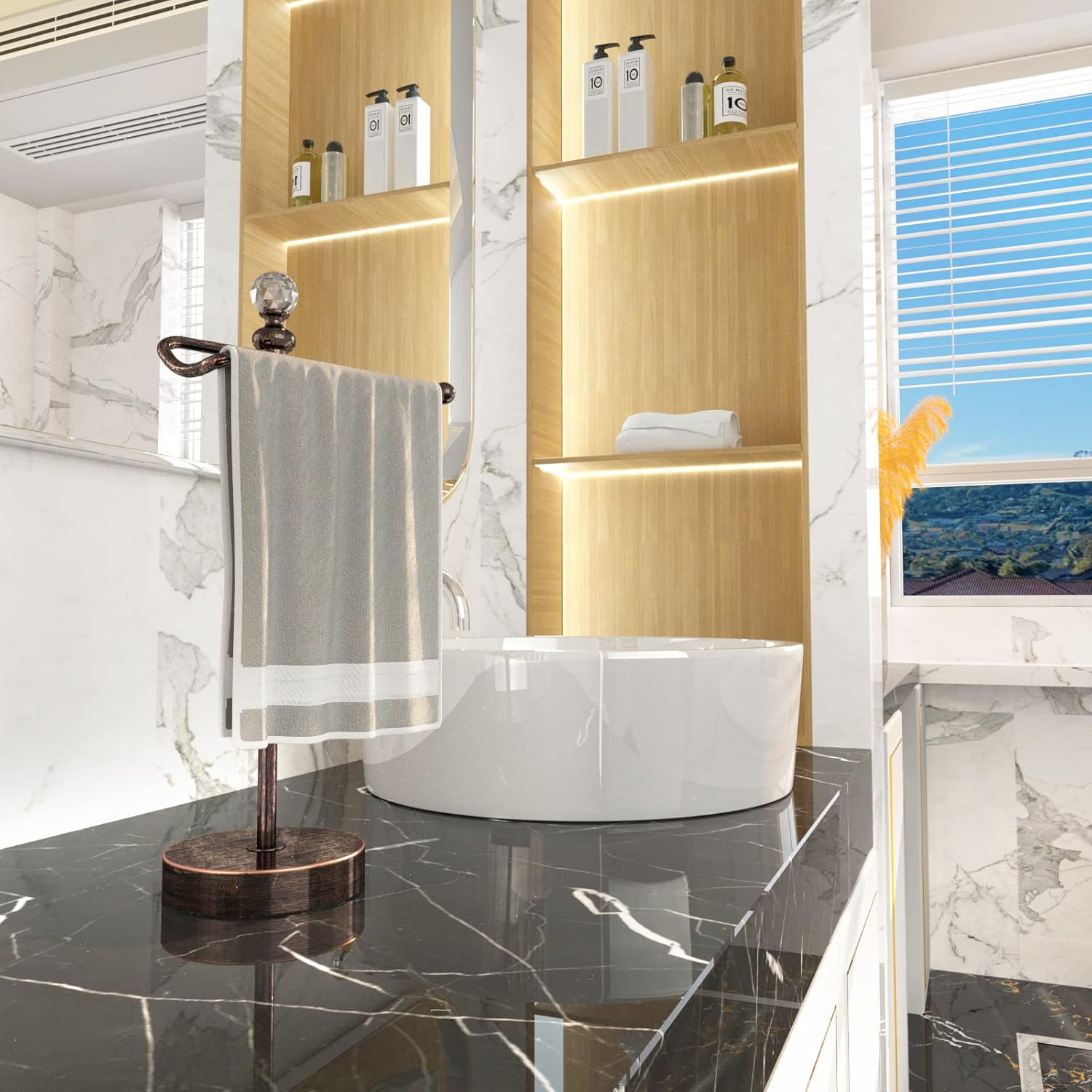 Bathroom Towel Holder with Crystal Ball Stylish Durable Towel Rack for Home