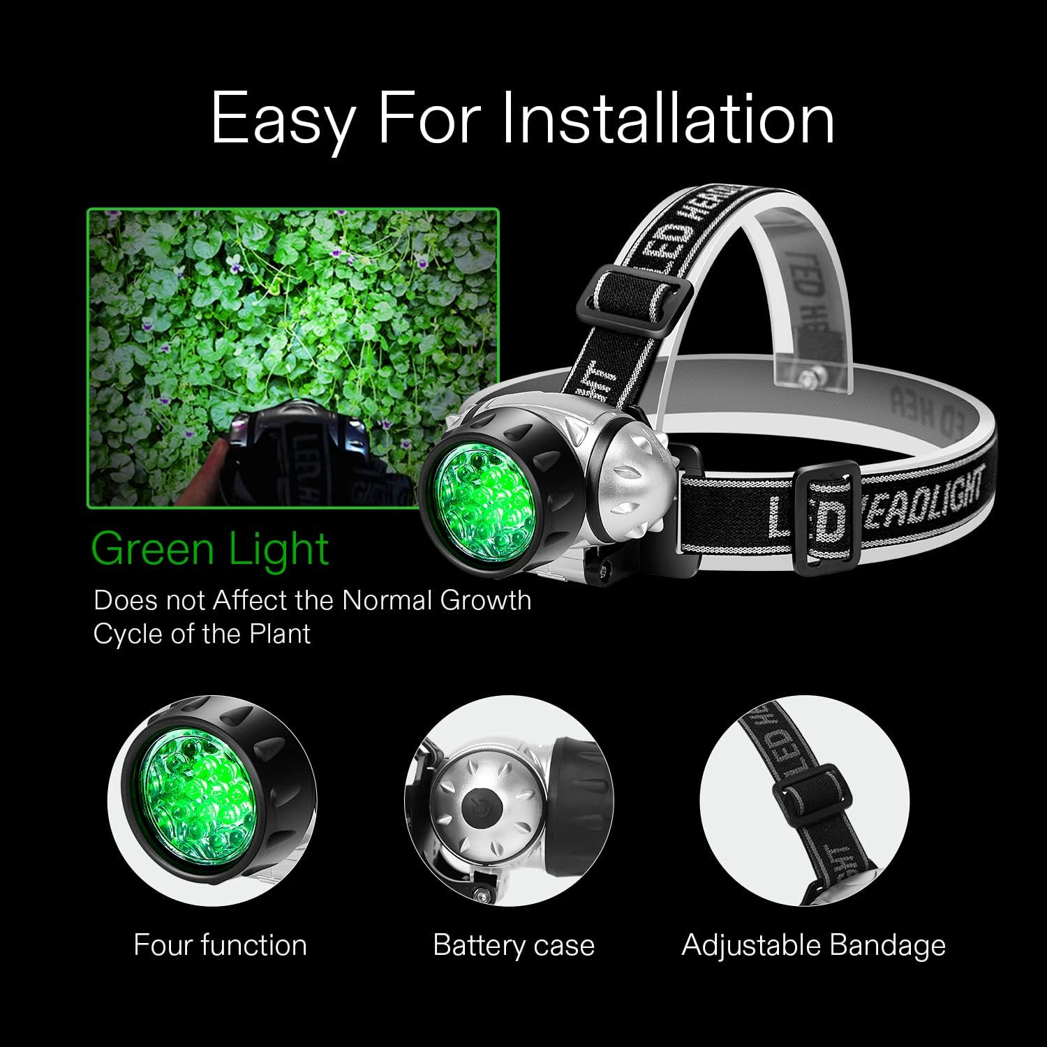 VIVOSUN 2 Pack 19 Bulb Green Light Headlamp for Grow Room