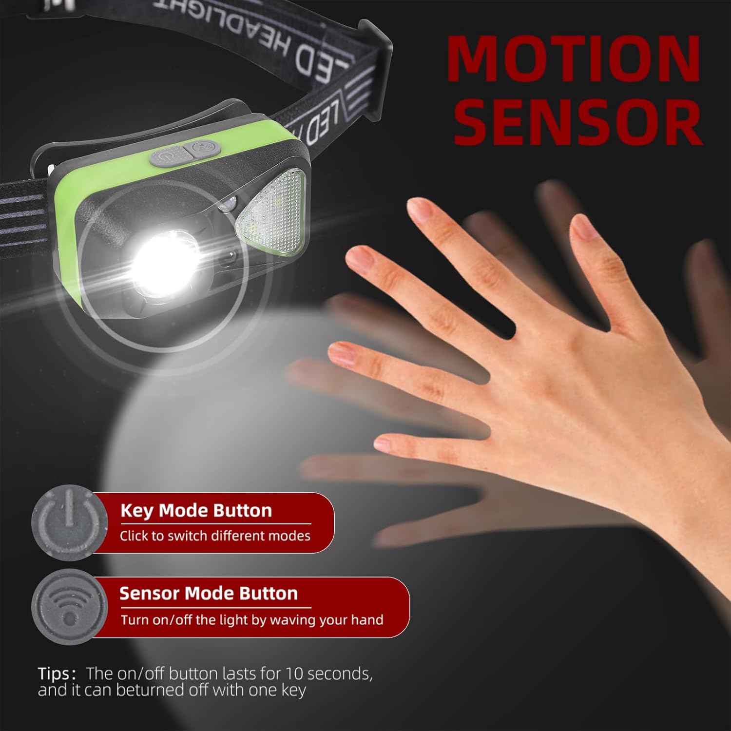 Rechargeable Headlamp 3-Pack WhiteRedOrange