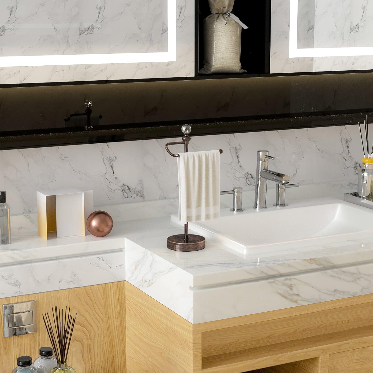 Bathroom Towel Holder with Crystal Ball Stylish Durable Towel Rack for Home