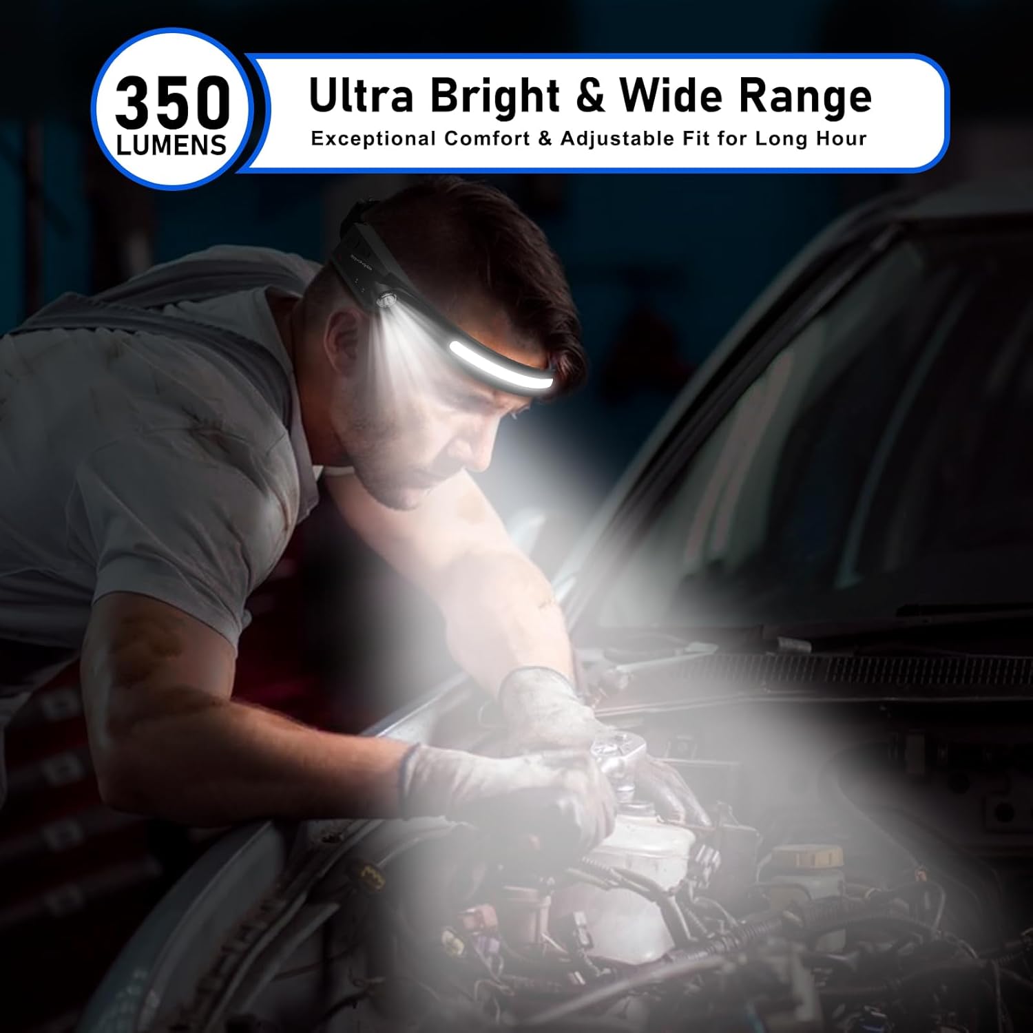 3-Pack Rechargeable LED Headlamp for Adults Waterproof Motion-Activated