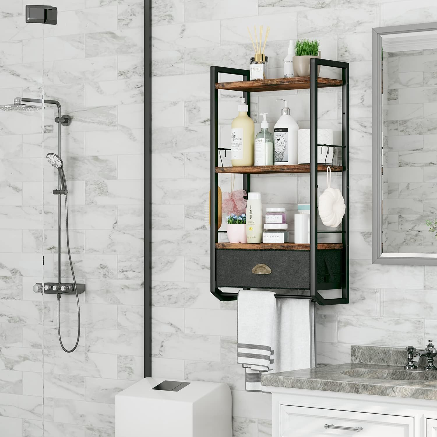 Wall-Mounted Bathroom Towel Organizer 3 Tier