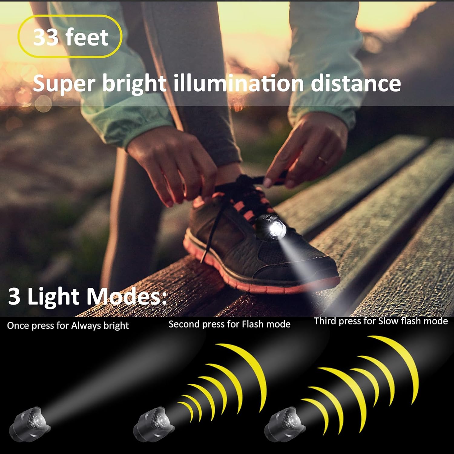 RAHAN 2-Piece Rechargeable Clip-On Shoe Lights
