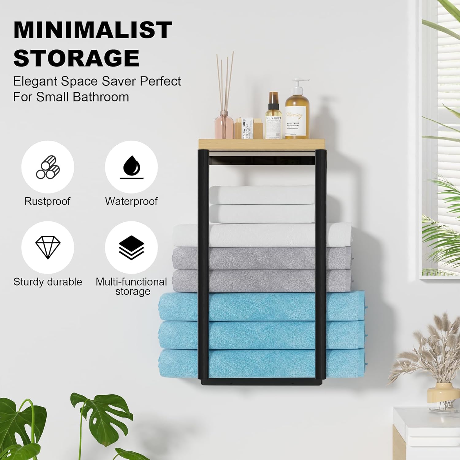 Bathroom Towel Rack Black