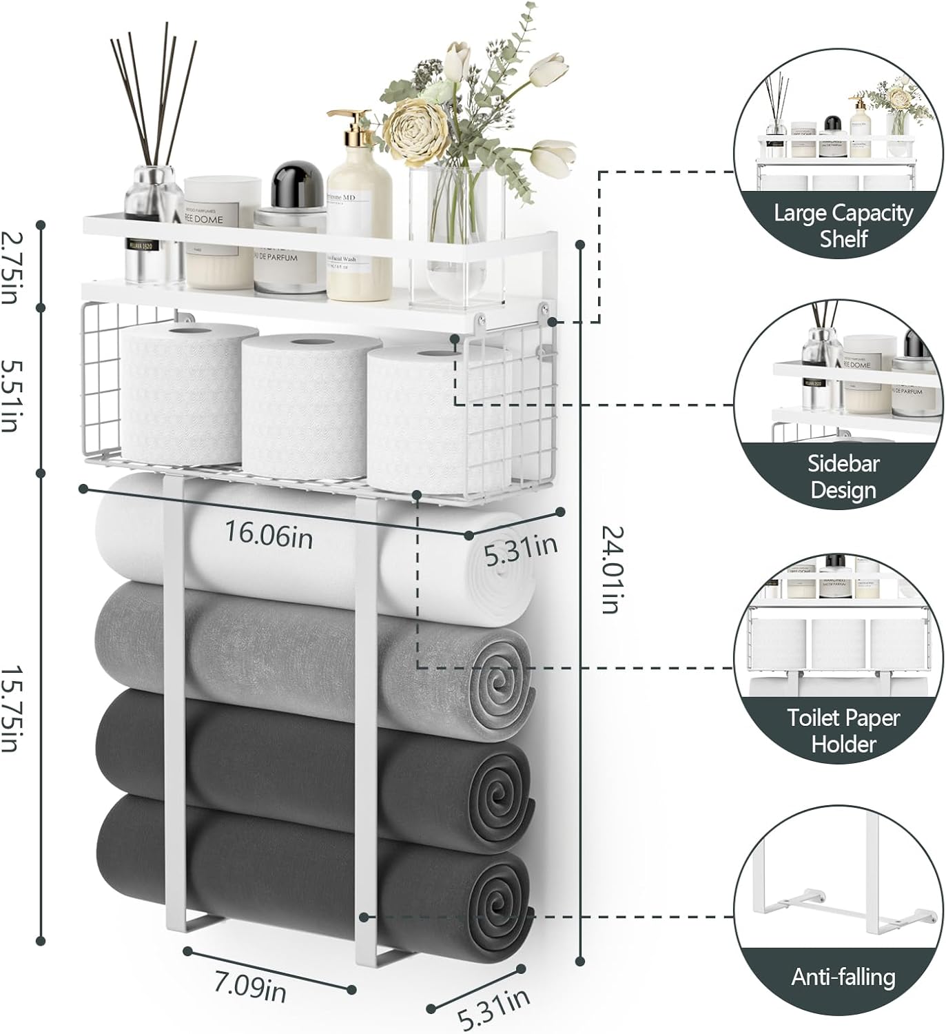 Xstydes Towel Racks for Bathroom White