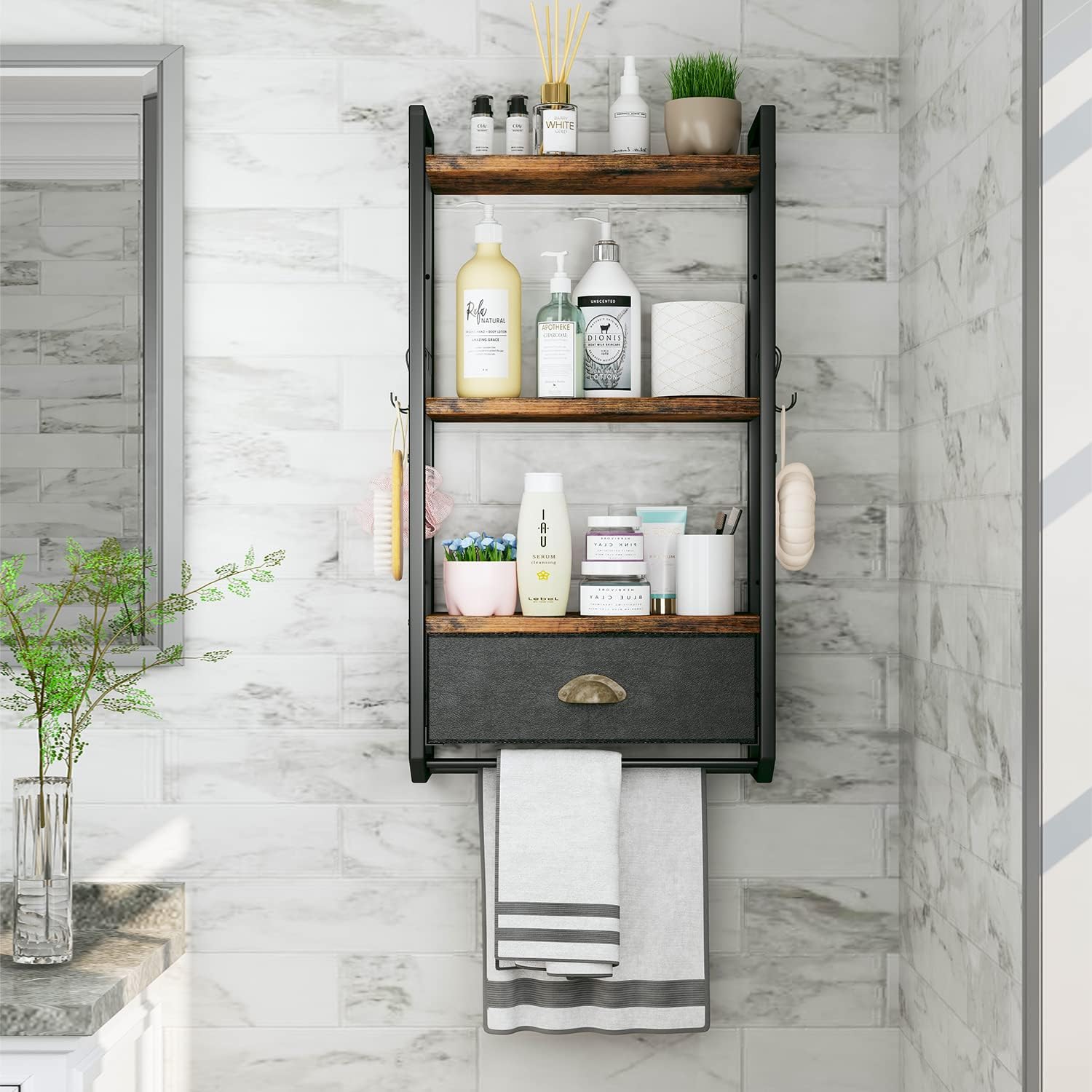Wall-Mounted Bathroom Towel Organizer 3 Tier