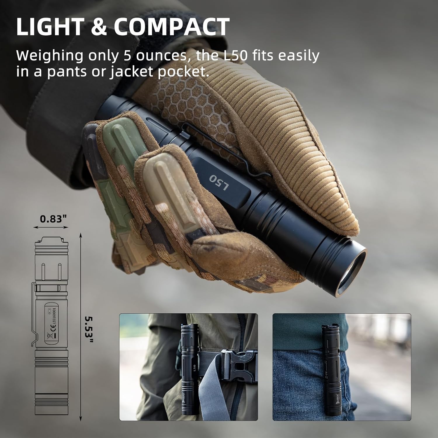 WUBEN L50 5 Modes 1200 High Lumens Rechargeable Waterproof Flashlight
