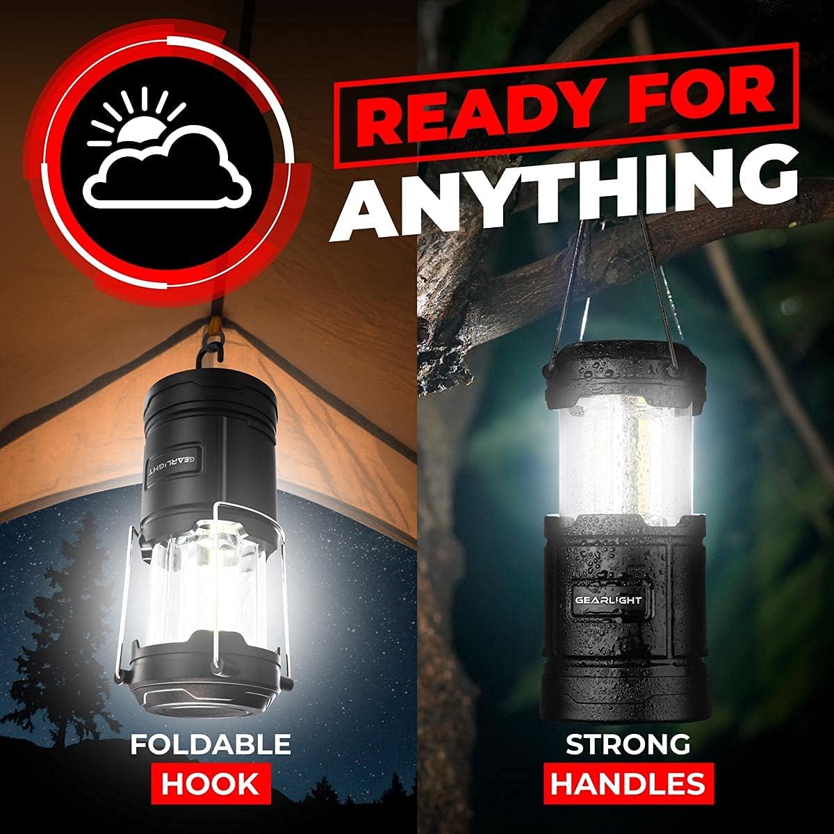 GearLight 2-in-1 Camping Lantern Portable LED with Magnetic Base