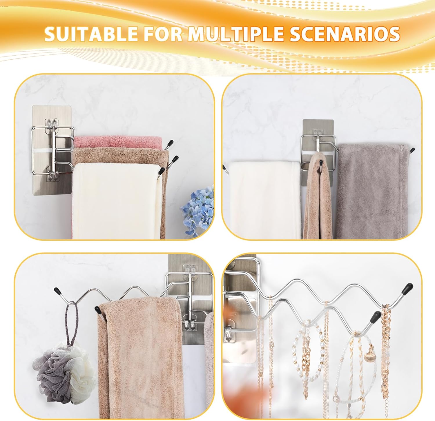3-Arm Swivel Towel Rack for Space-Saving Use