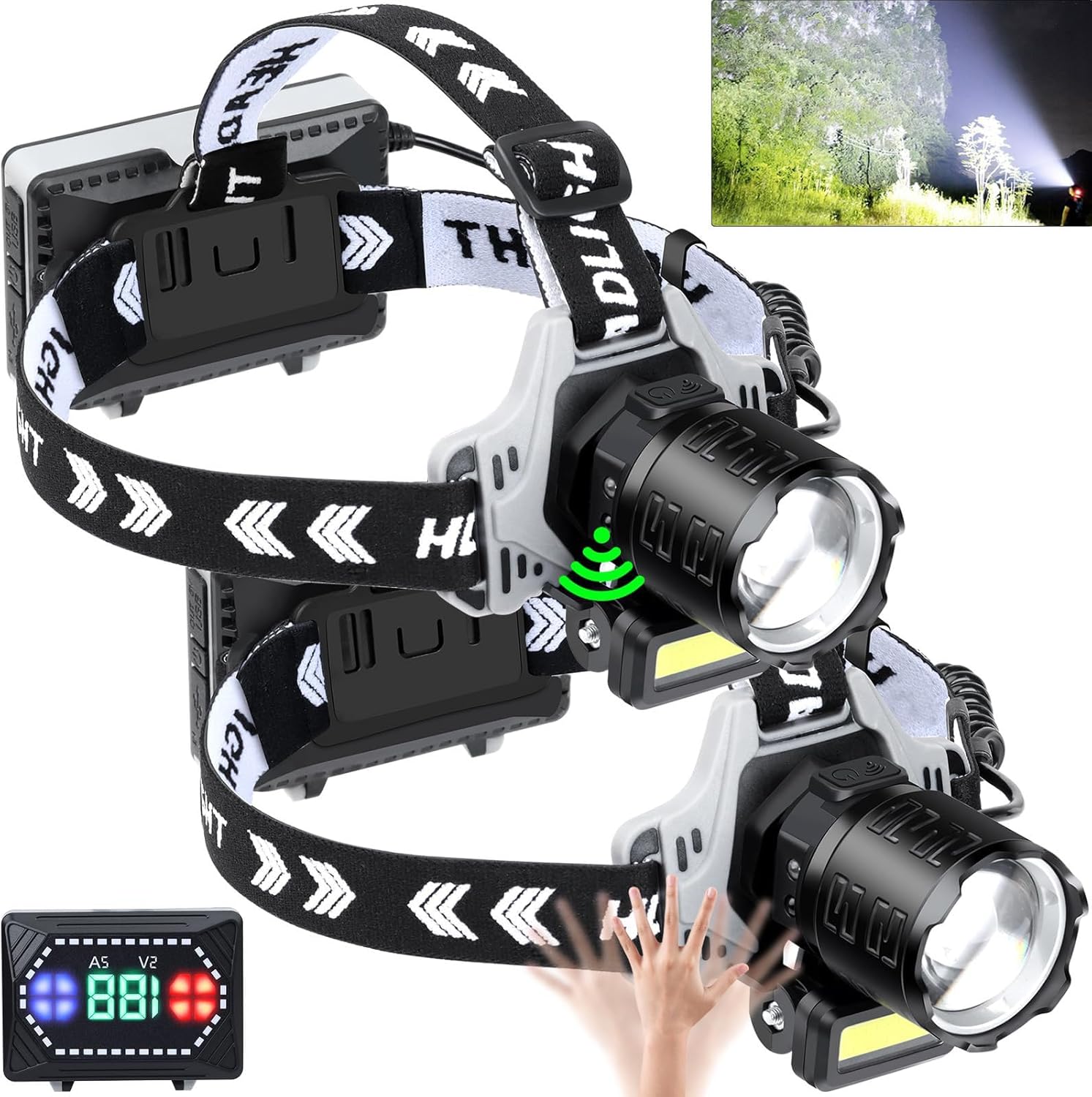 AXRUNZE LED Headlamp Super Bright Water Resistant