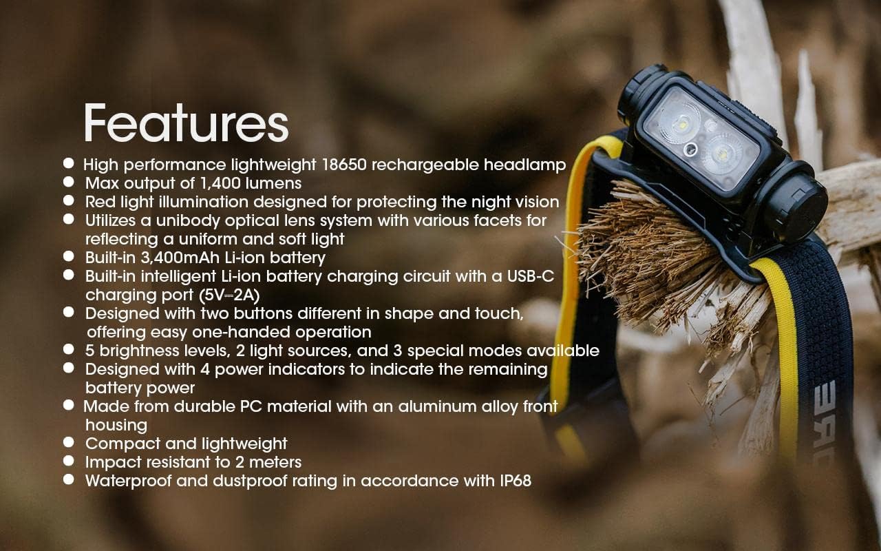 Nitecore NU43 - 1400 Lumens Eco-Sensa USB-C Rechargeable Headlamp