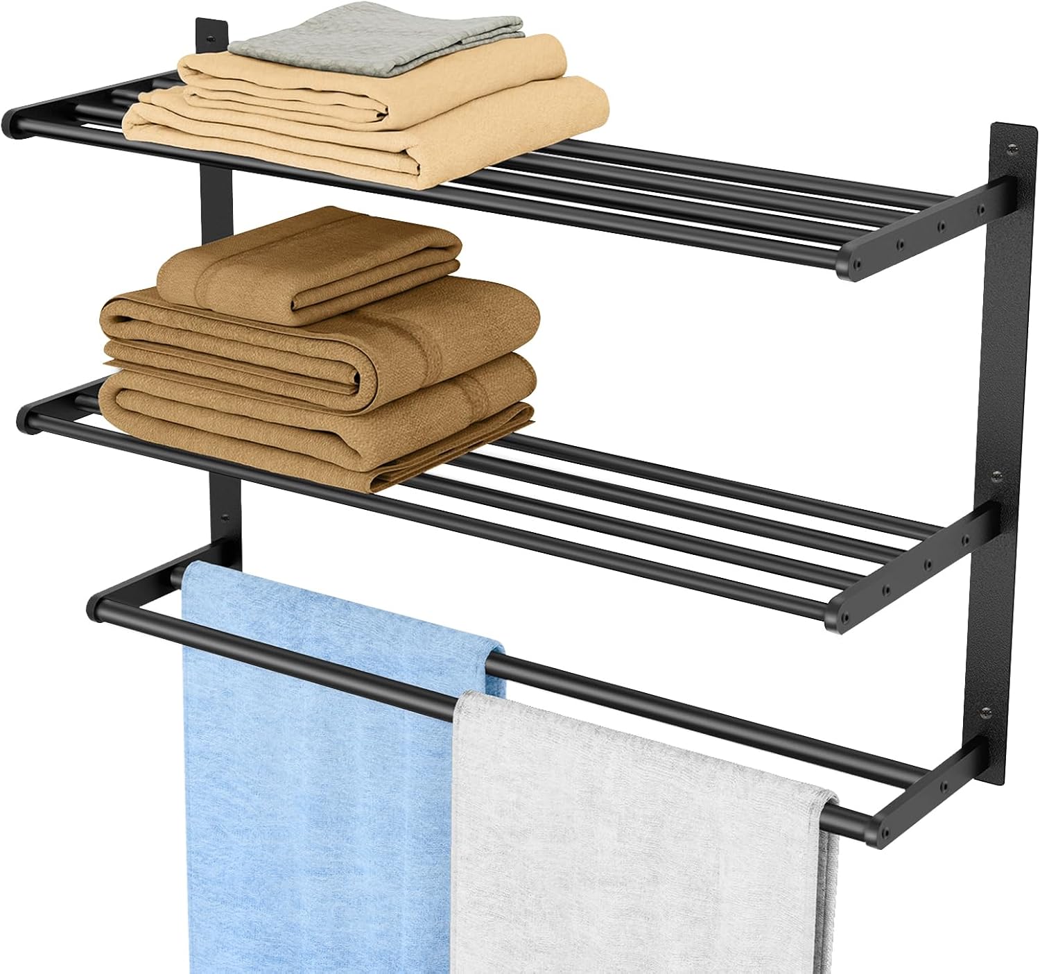 The Bethom 24 Wall-Mounted Towel Rack with 3 Tier Storage