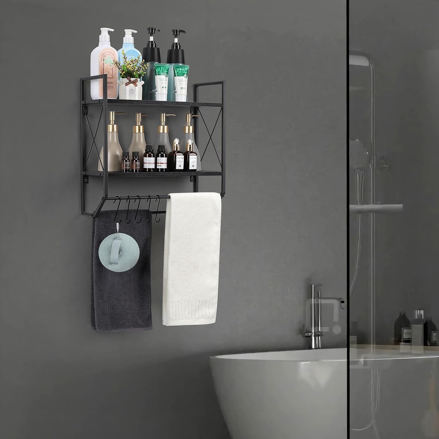 Bath Towel Shelf Dual Storage Solution