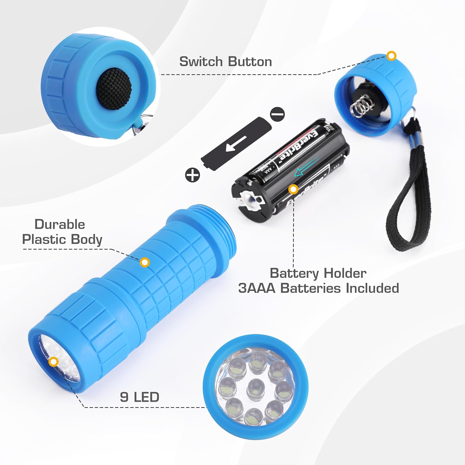 Works In The Dark 9-LED Flashlight Pack