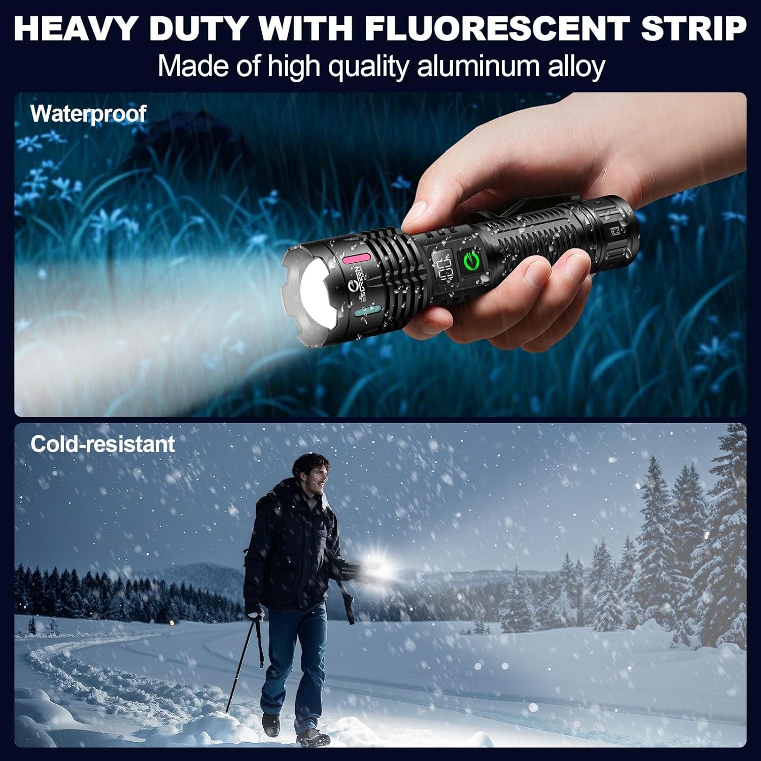 Esgreen Rechargeable LED Flashlight with Double Modes