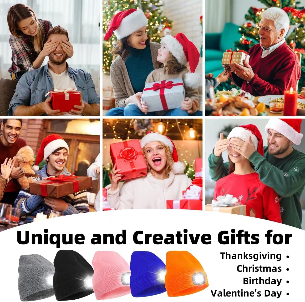 YMHB Unisex Beanie Hat withLED Night Light Christmas