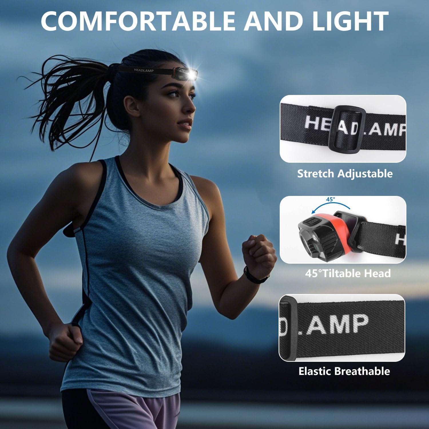 Two-Piece Rechargeable Headlamp Set for Camping Hiking Fishing