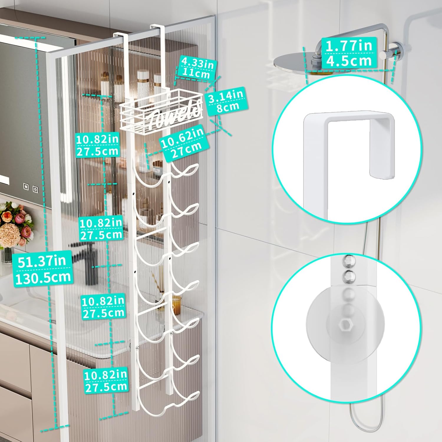 HapiRm Over Door Towel Rack - 8 Tier