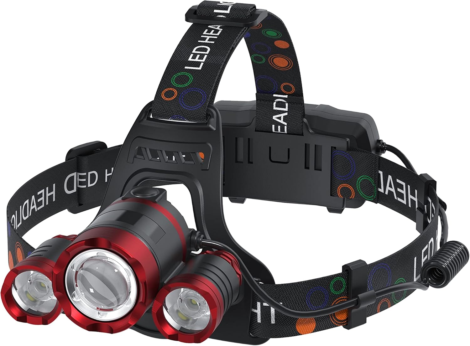Beteray 3-Piece Headlamp for Adults Red