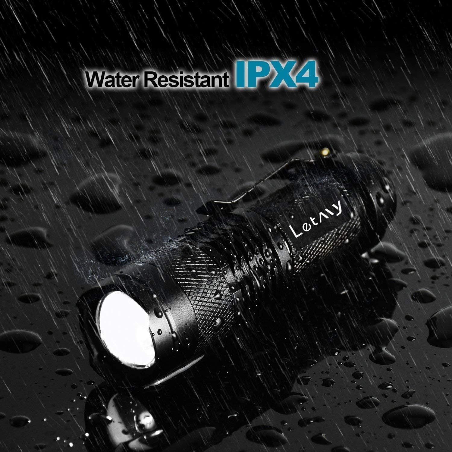 LETMY Tactical Flashlight 300 Lumens 3 Modes Waterproof 2-Pack