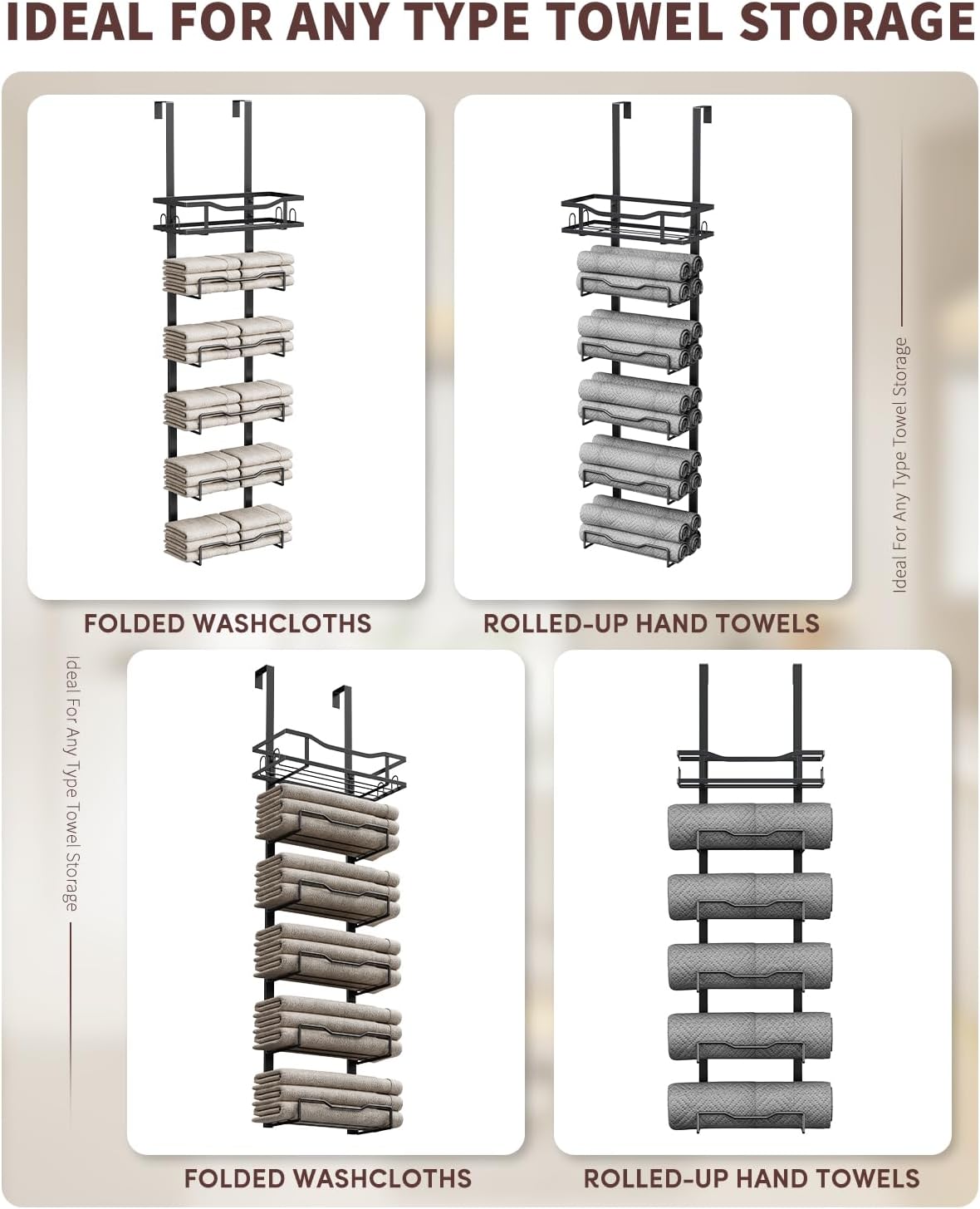 Compact No-Drill Bathroom Towel Rack