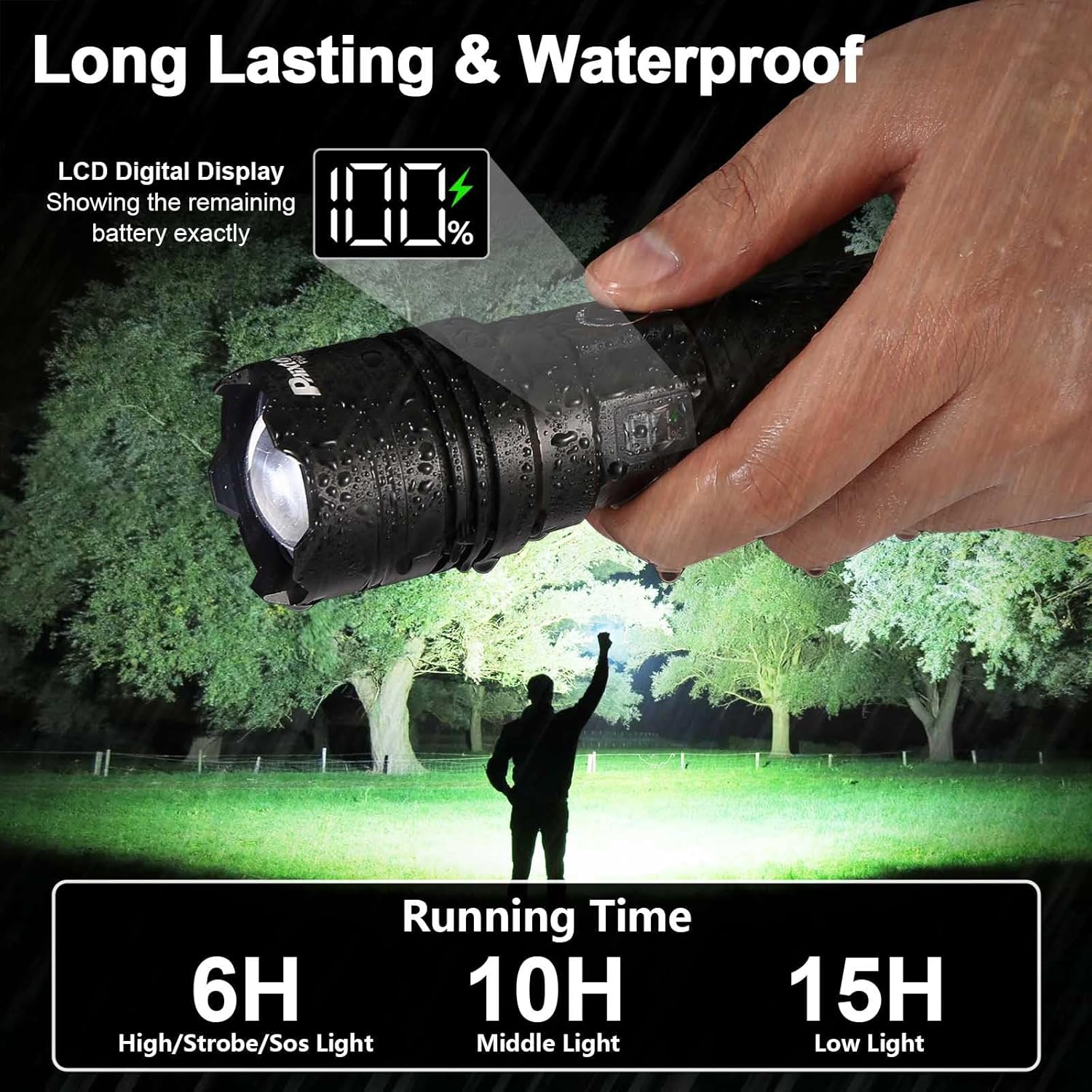 Rechargeable flashlight for emergency use - High brightness LED
