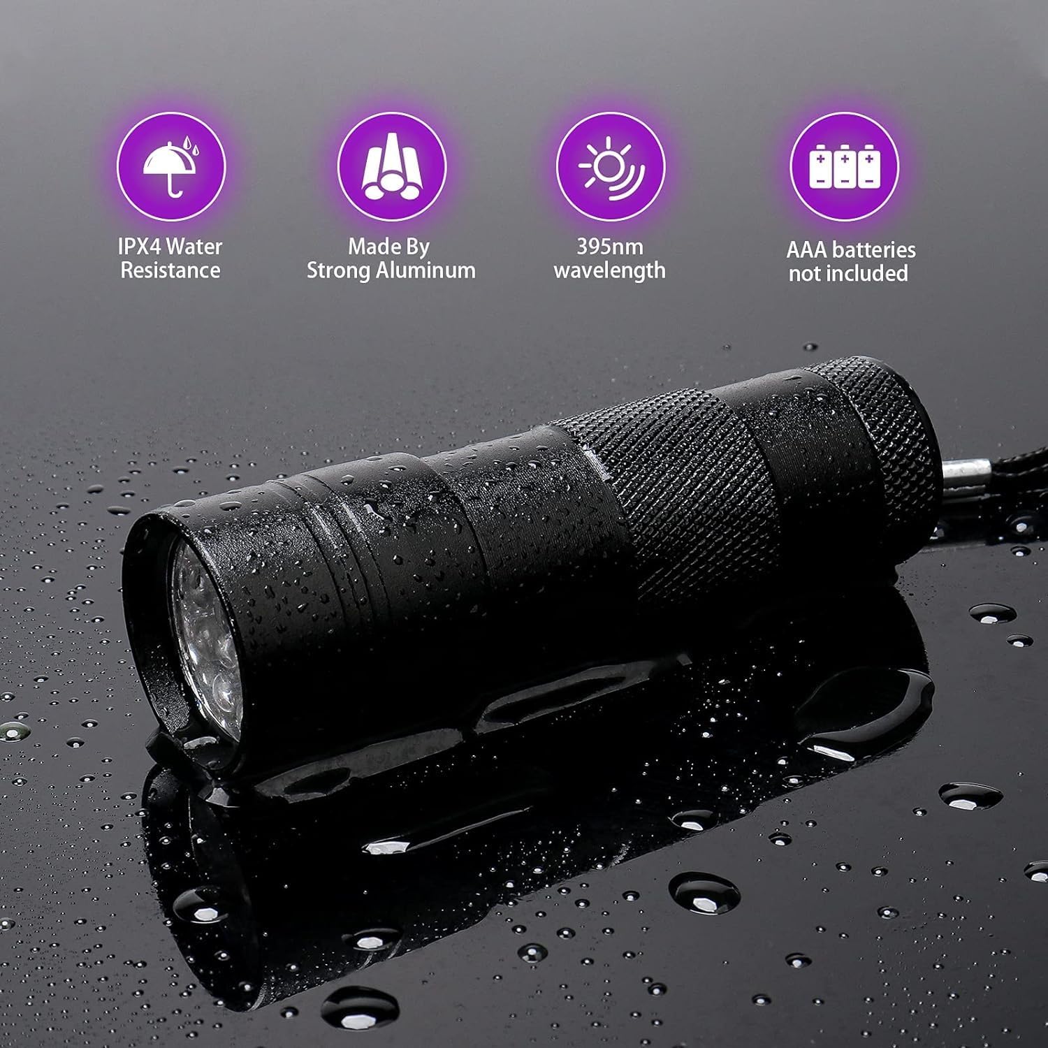 4Pack UV Flashlight for Pets Travelers Compact Waterproof