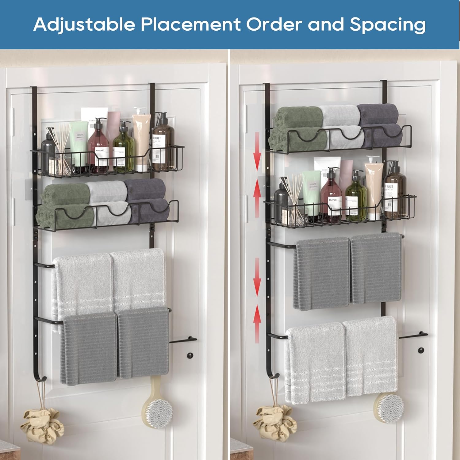 4-Tier Towel Rack for Bathroom Over the Door