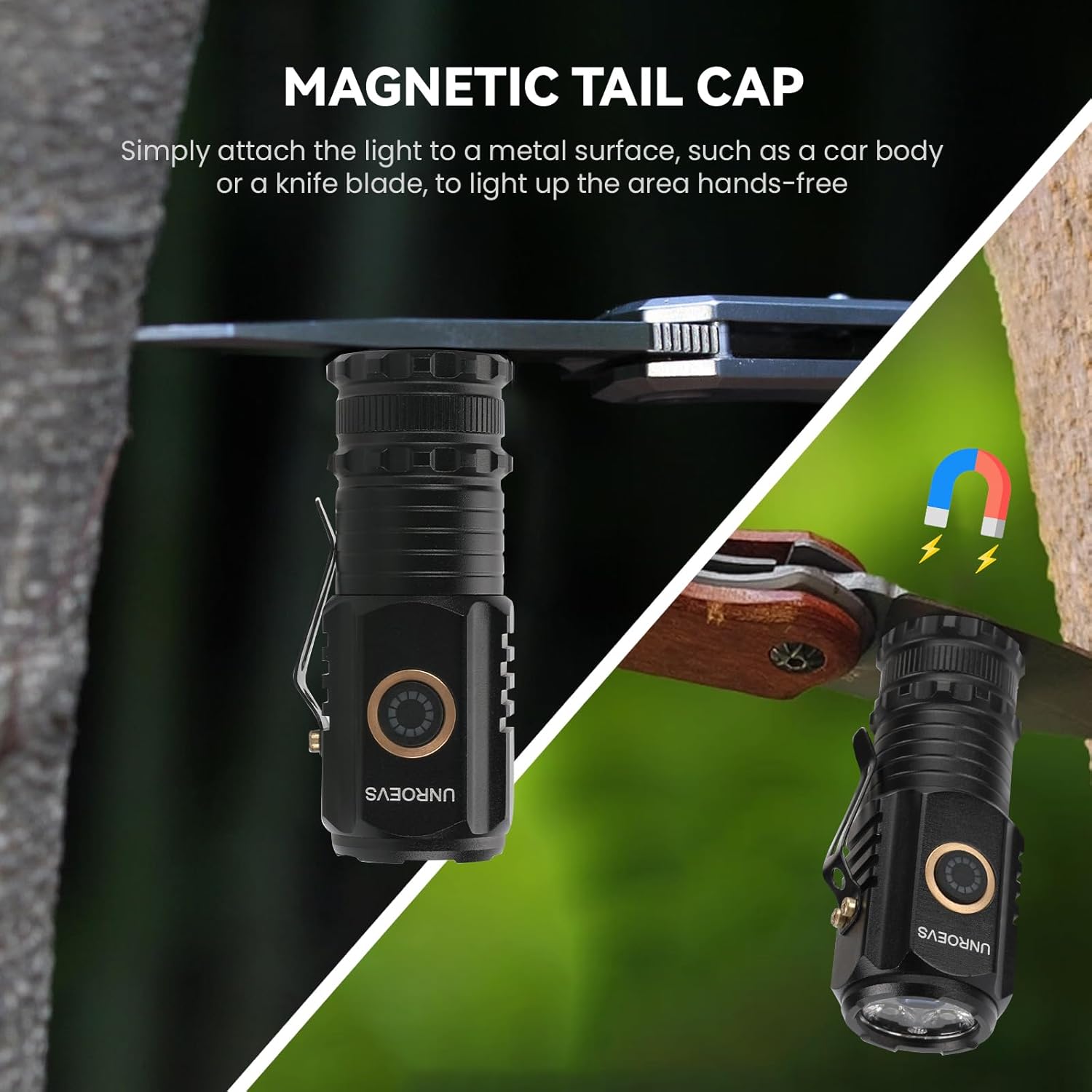 Mini LED Flashlight with 5 Light Modes Rechargeable USB-C Magnetic Pocket