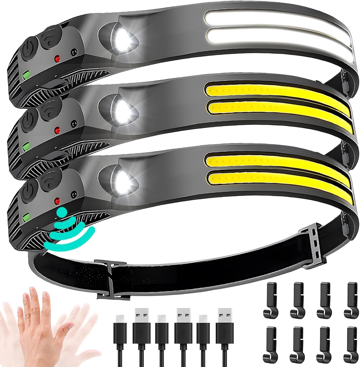 3-in-1 Rechargeable LED Headlamp for Camping Hiking