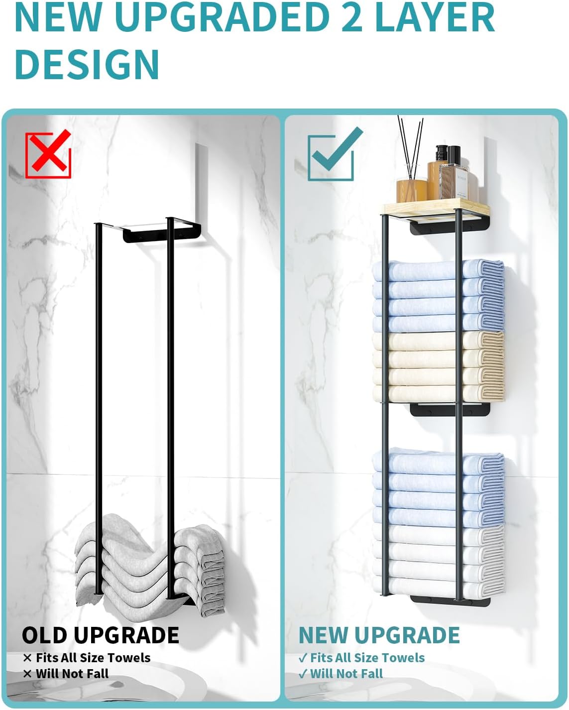 Stylish 2-Tier Metal Towel Rack
