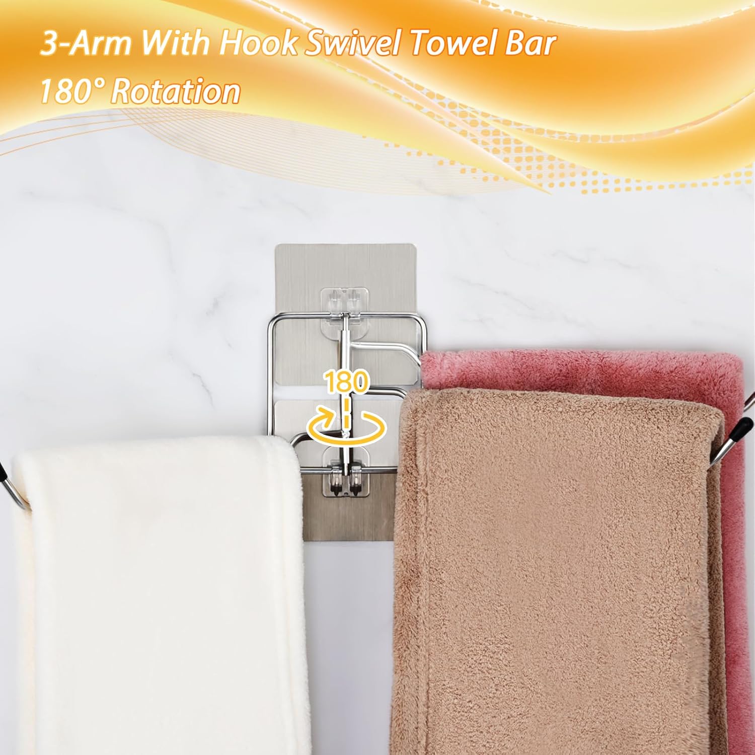 3-Arm Swivel Towel Rack for Space-Saving Use