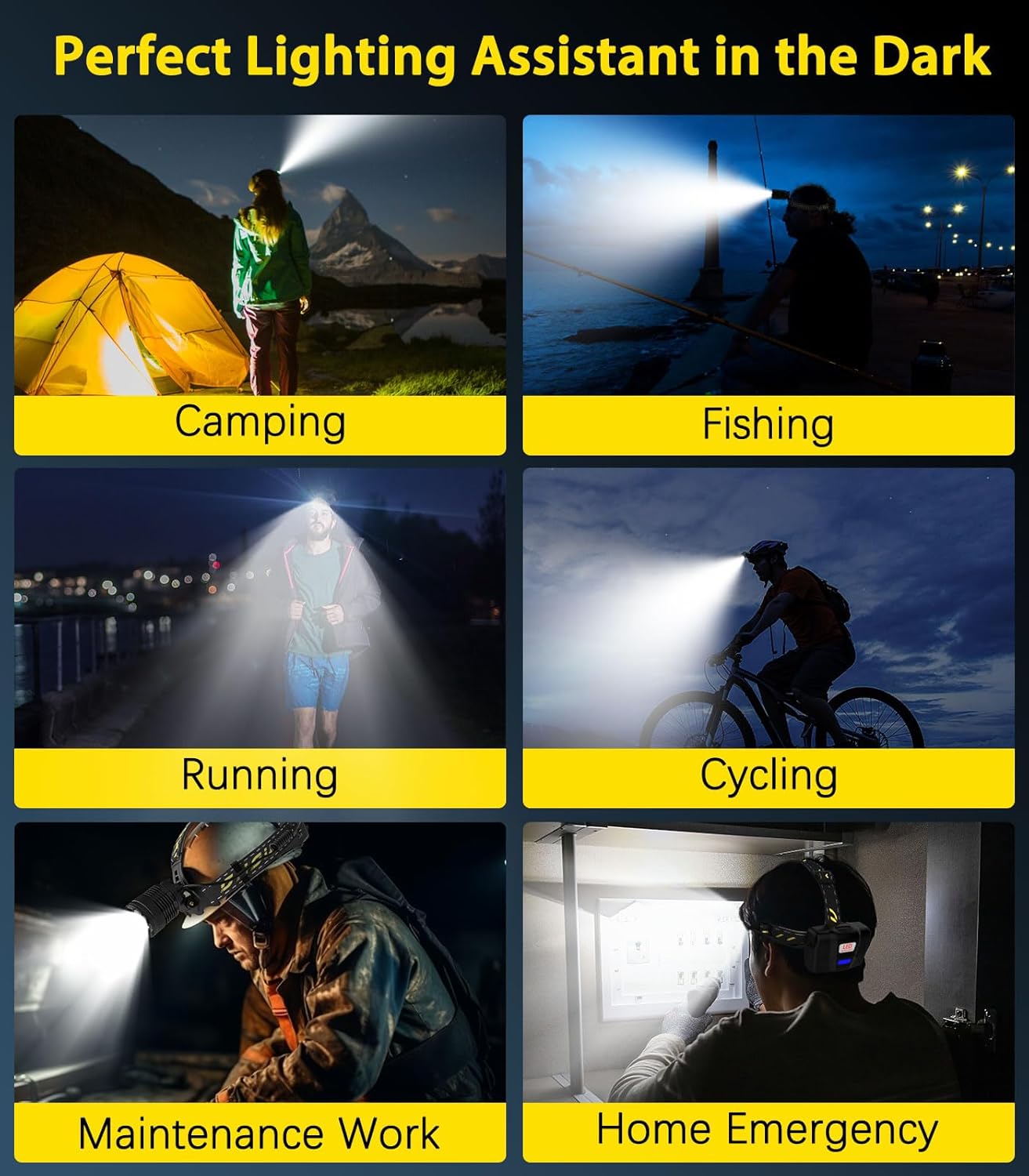 MoKo 90000LM Headlamp Ultimate Safety Solution for Camping Hiking More
