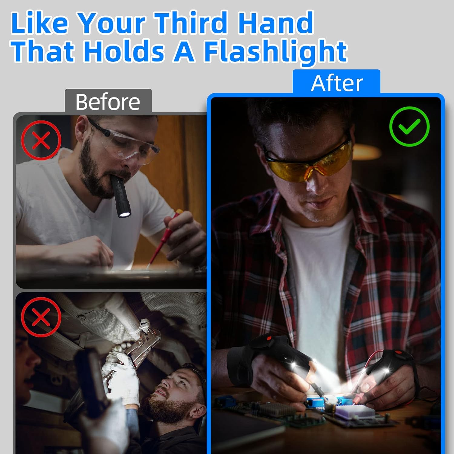 Rechargeable LED Glove for Men Fishing Camping