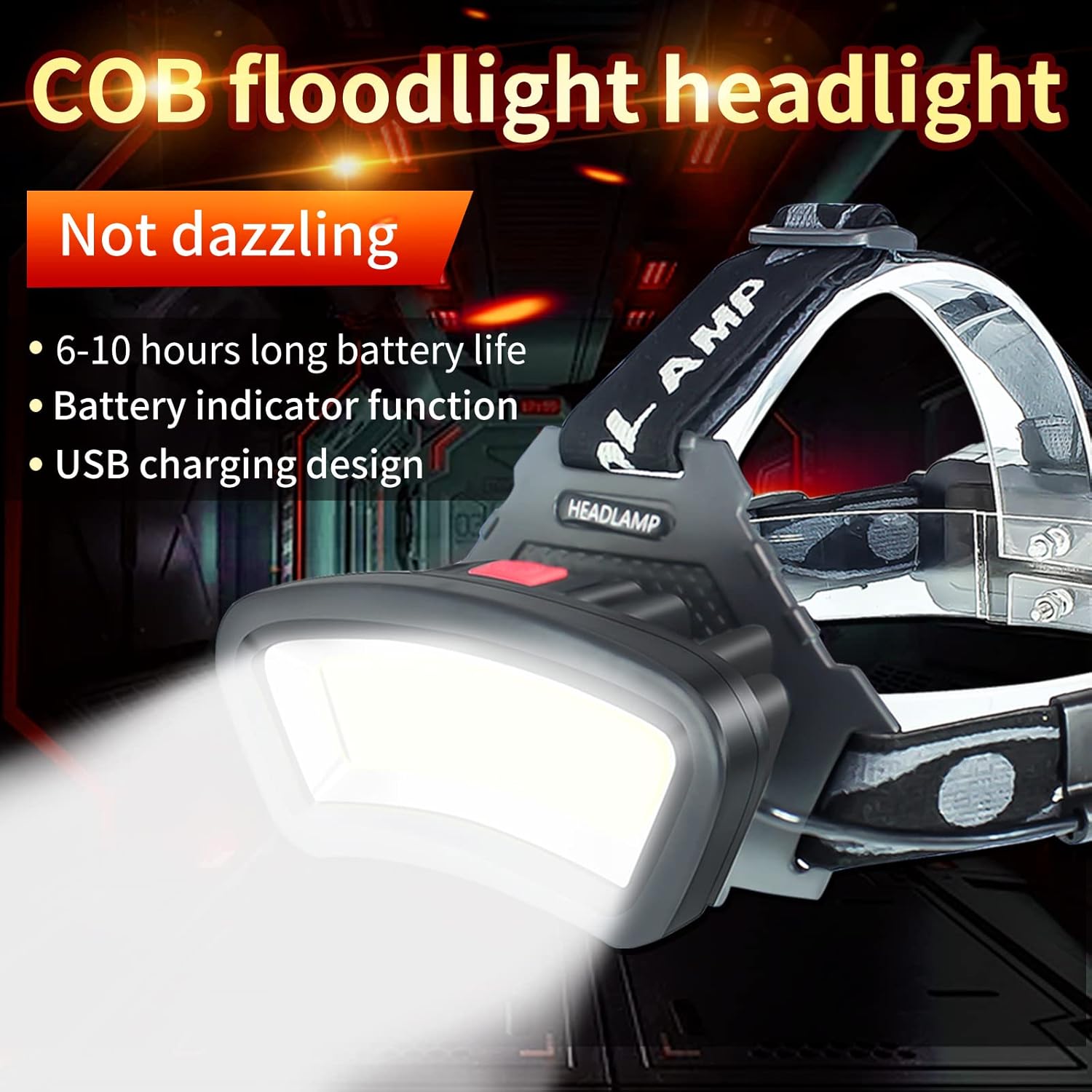 Bright Rechargeable 2000 Lumen COB Headlamp for Outdoor Use