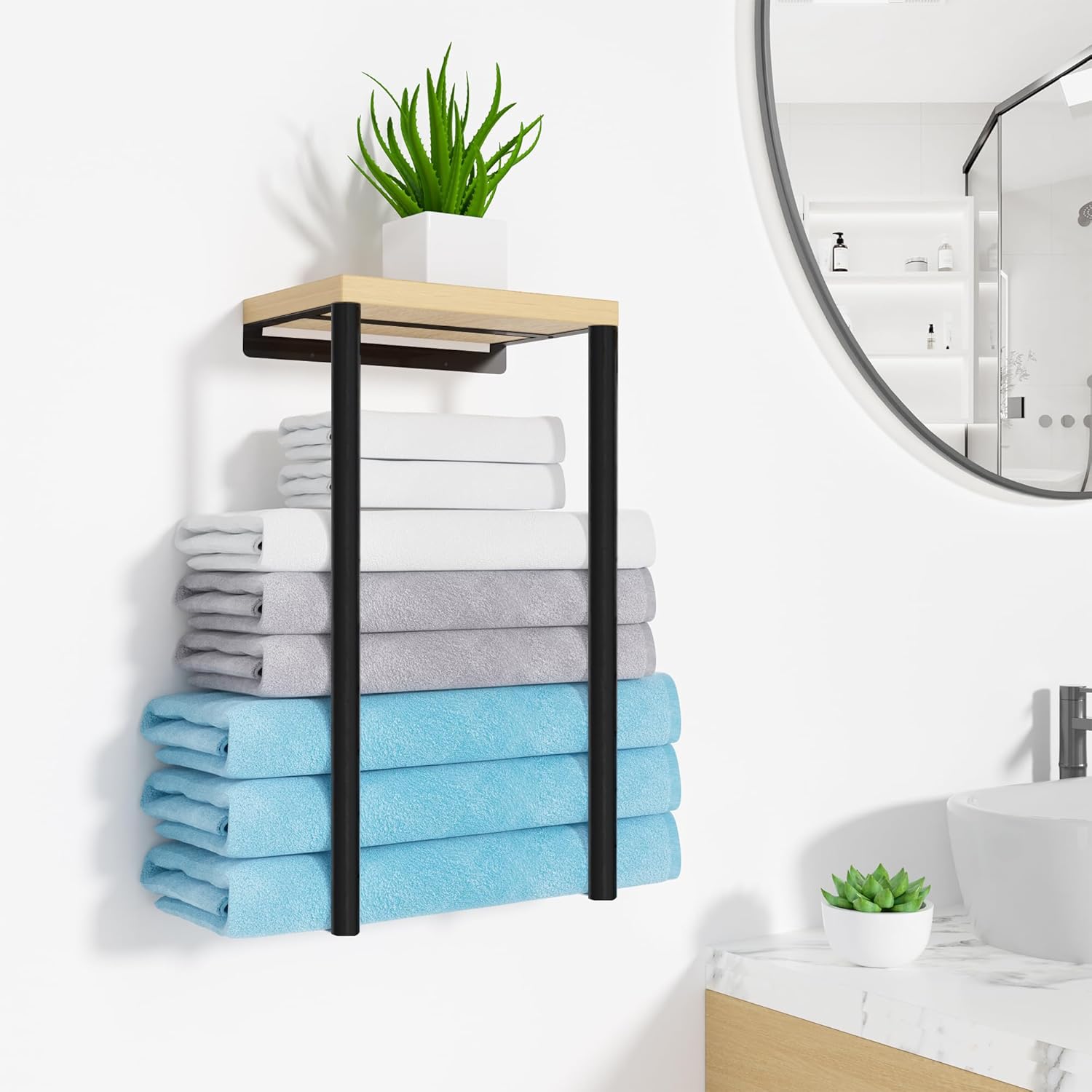 Bathroom Towel Rack Black