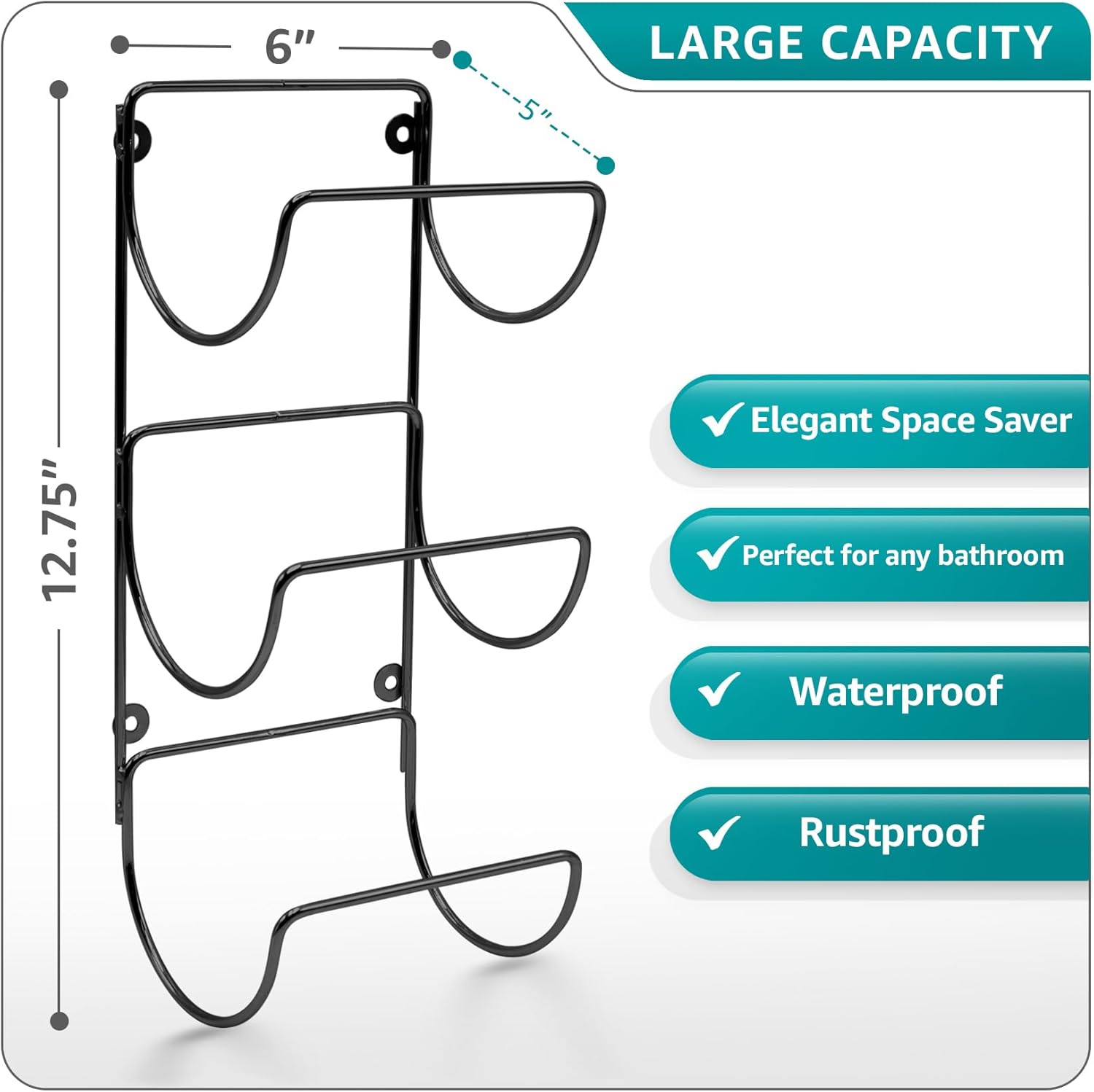 Top Choice 12-Level Bathroom Towel Rack for Wall-Mounted Organization